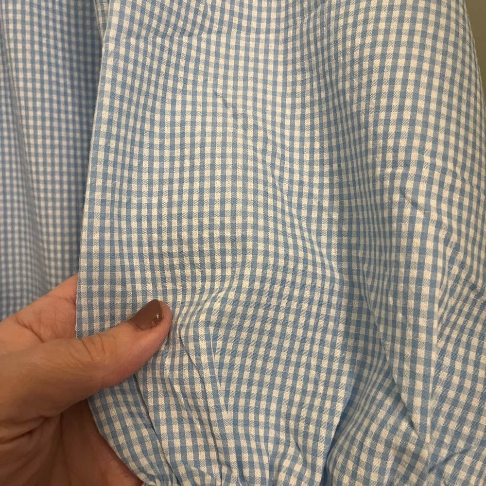 Blue Gingham Babydoll Dress with Ruffled Lapel Collar XL NWT - Picture 6 of 8